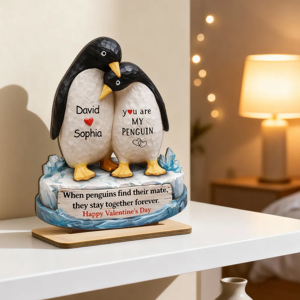 You Are My Penguin - Personalized Wooden Plaque - Sentimental Wedding Anniversary Gift, Valentine's Day Gift for Him, for Her