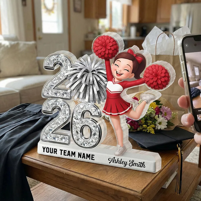 Shiny Effect Class Of 2026 2027 Cheerleader 2D Flat - Personalized Acrylic Block Plaque - Graduation Gift For Graduates, Daughter