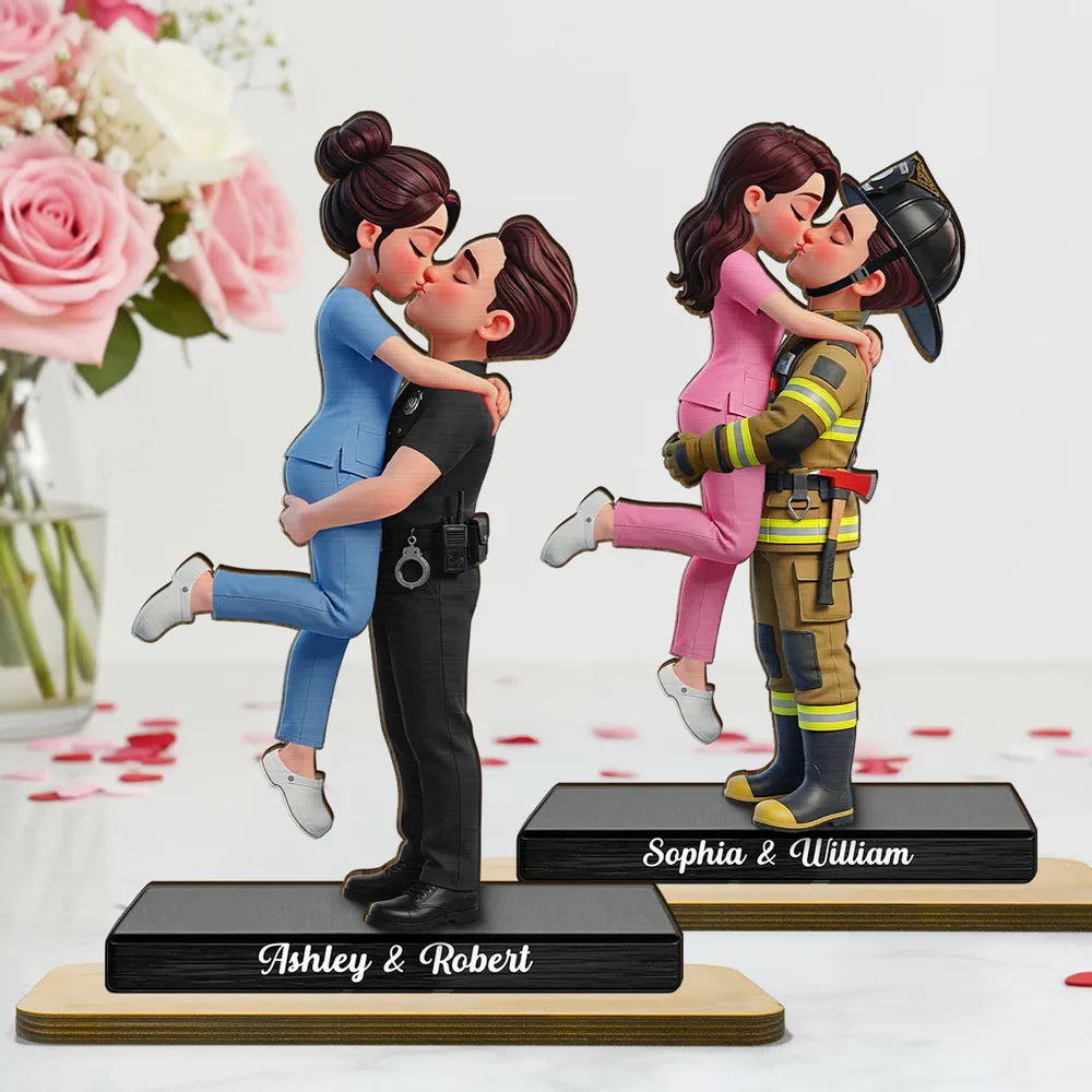 Hero Couple Forever Love - Personalized Wooden Plaque - Valentine's Day Gift For Couple, For Him, For Her, Nurse, Police, Firefighter, Army