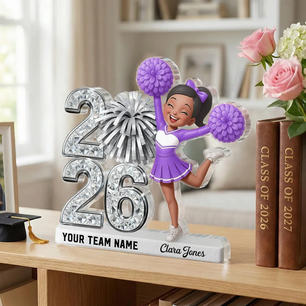 Shiny Effect Class Of 2026 2027 Cheerleader 2D Flat - Personalized Acrylic Block Plaque - Graduation Gift For Graduates, Daughter