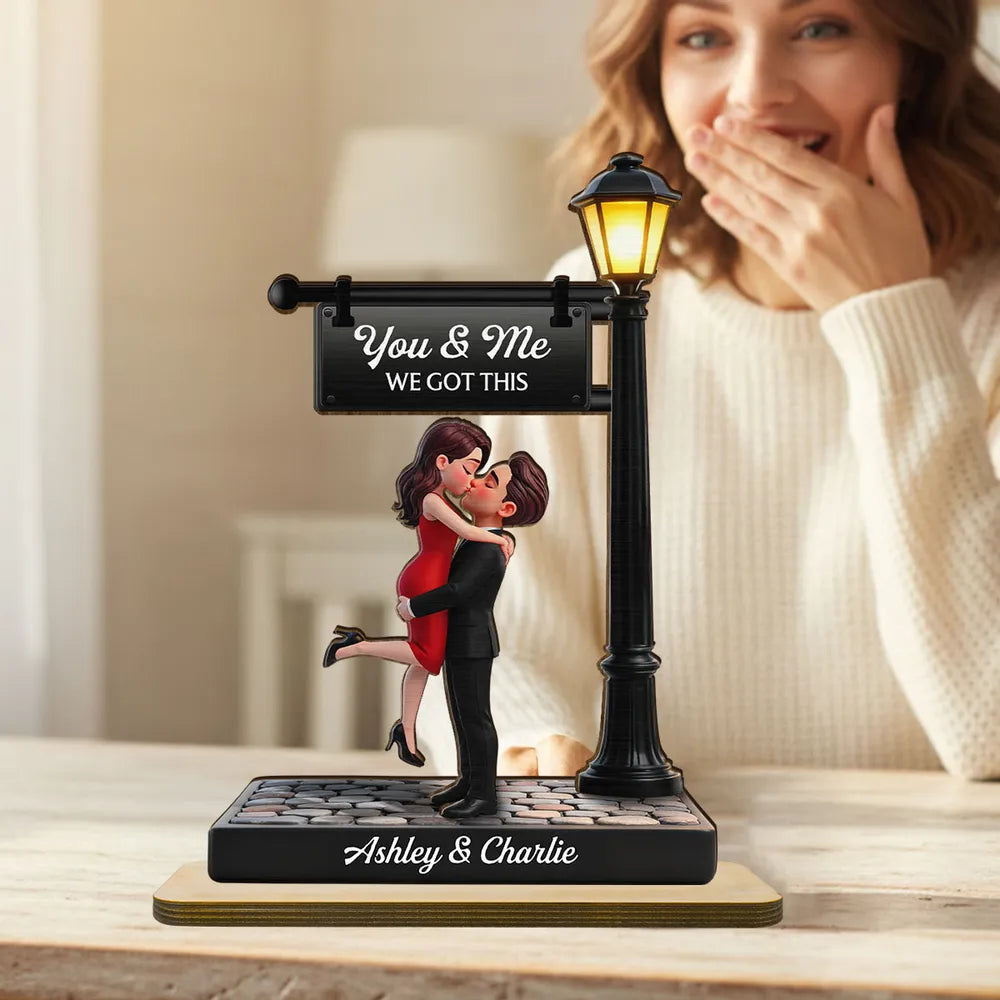 Timeless Love Under The Light - Personalized Wooden Plaque - Heartfelt Valentine's Day Gift For Couple, For Him, For Her