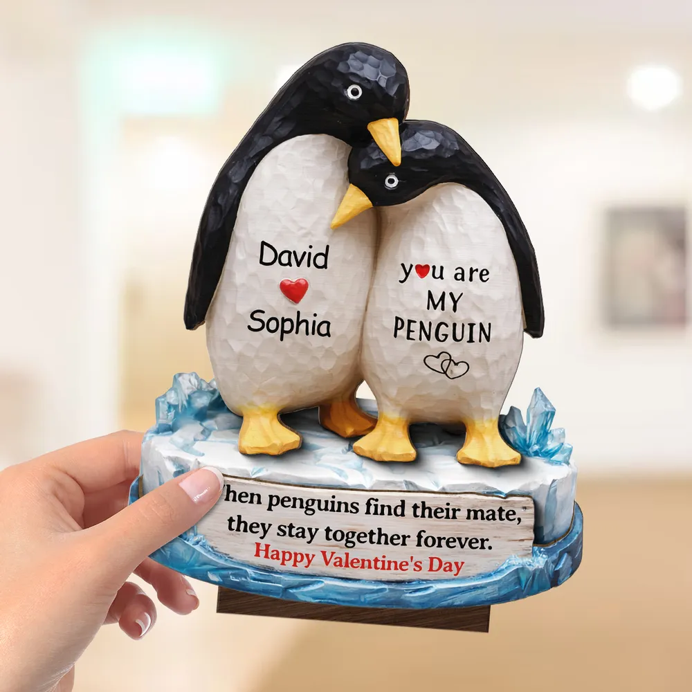 You Are My Penguin - Personalized Wooden Plaque - Sentimental Wedding Anniversary Gift, Valentine's Day Gift for Him, for Her