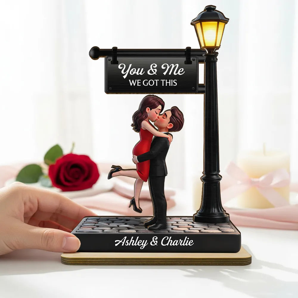 Timeless Love Under The Light - Personalized Wooden Plaque - Heartfelt Valentine's Day Gift For Couple, For Him, For Her
