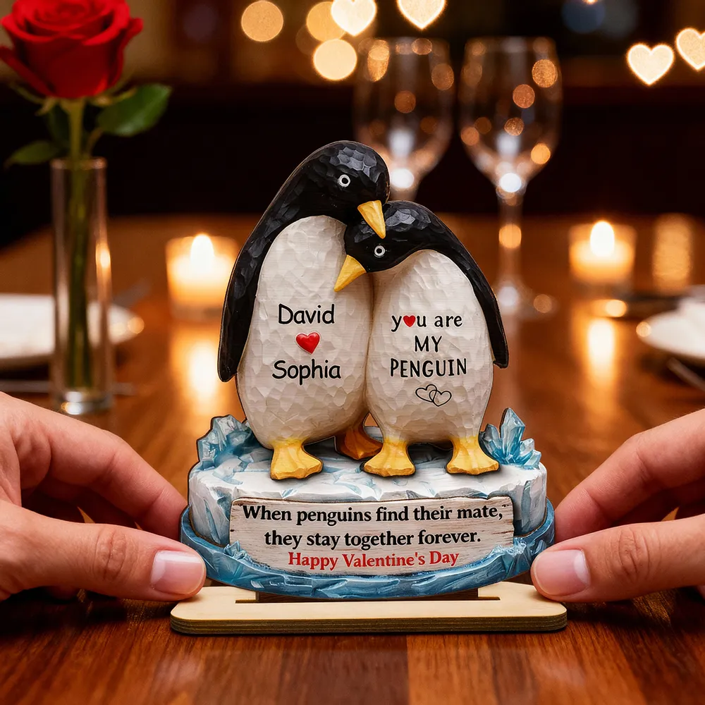 You Are My Penguin - Personalized Wooden Plaque - Sentimental Wedding Anniversary Gift, Valentine's Day Gift for Him, for Her