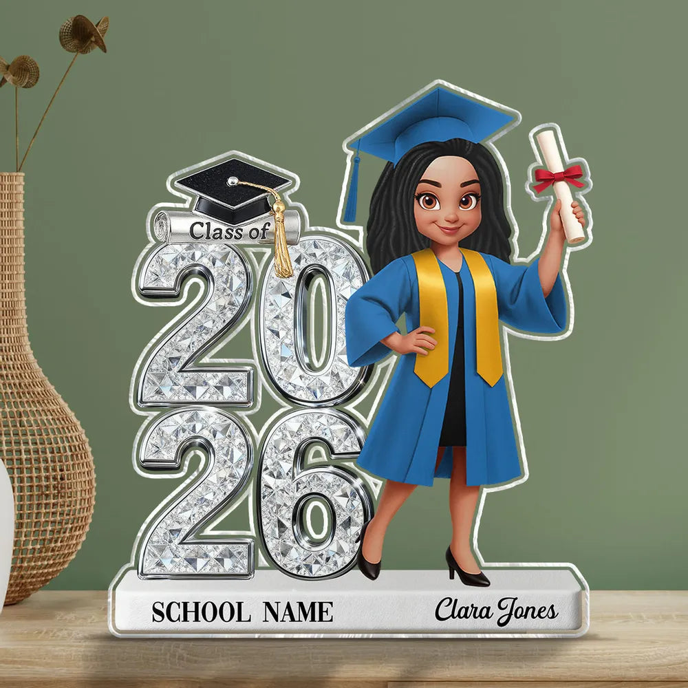 Shiny Effect Class Of 2026 2027 Senior 2D Flat - Personalized Acrylic Block Plaque - Graduation Gift For Graduates, Daughter, Son