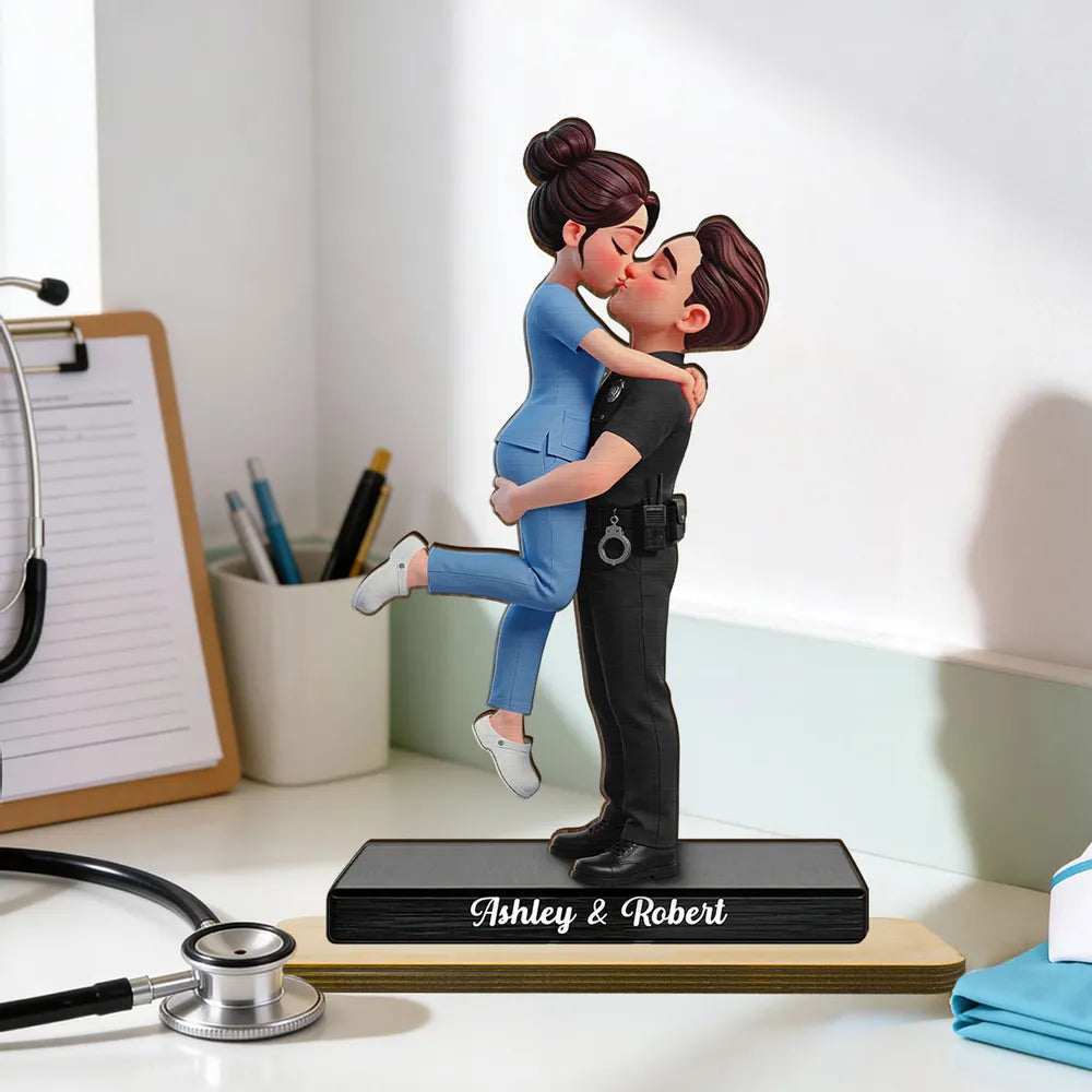 Hero Couple Forever Love - Personalized Wooden Plaque - Valentine's Day Gift For Couple, For Him, For Her, Nurse, Police, Firefighter, Army