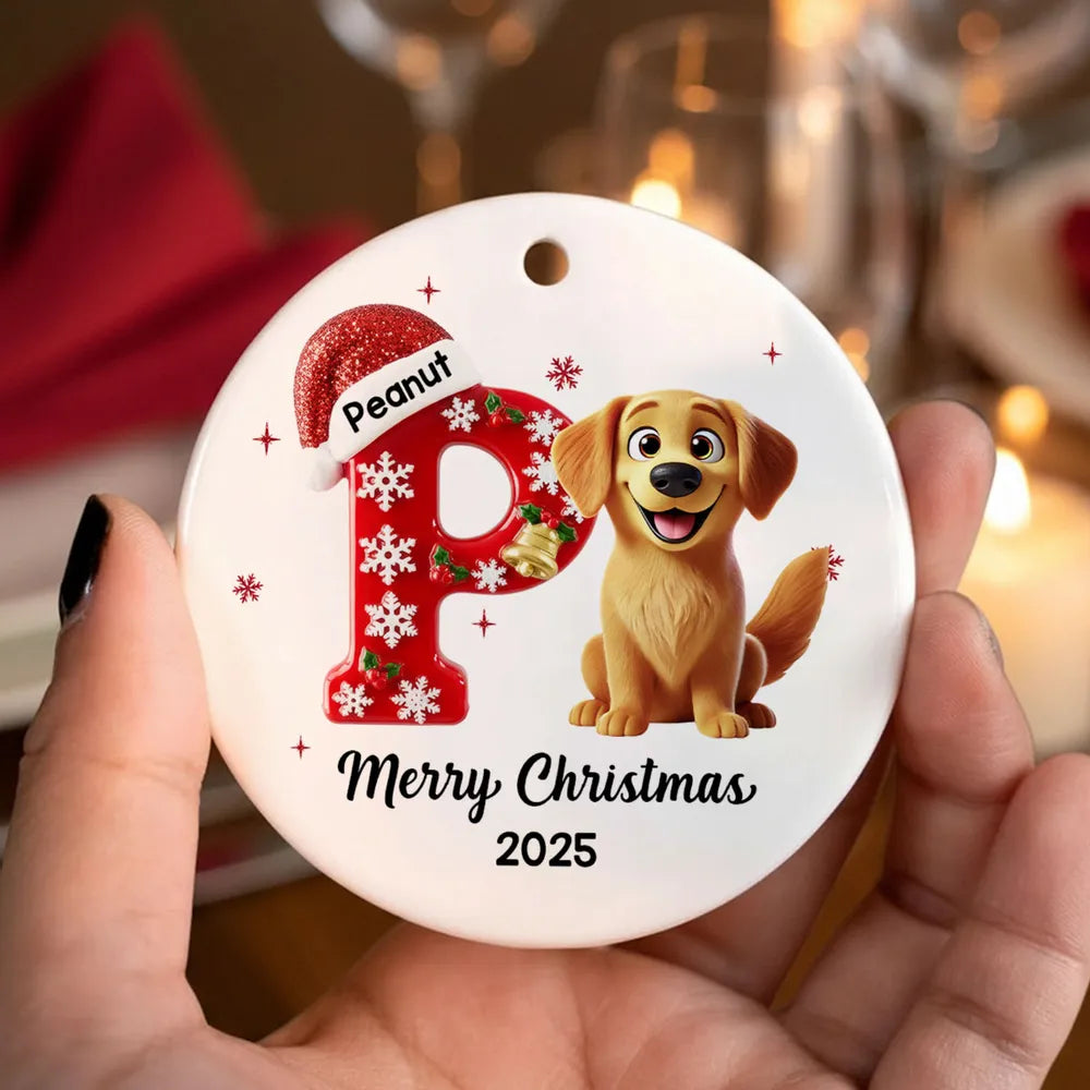 Family Member Christmas Festive Initial Name - Personalized Acrylic Ornament