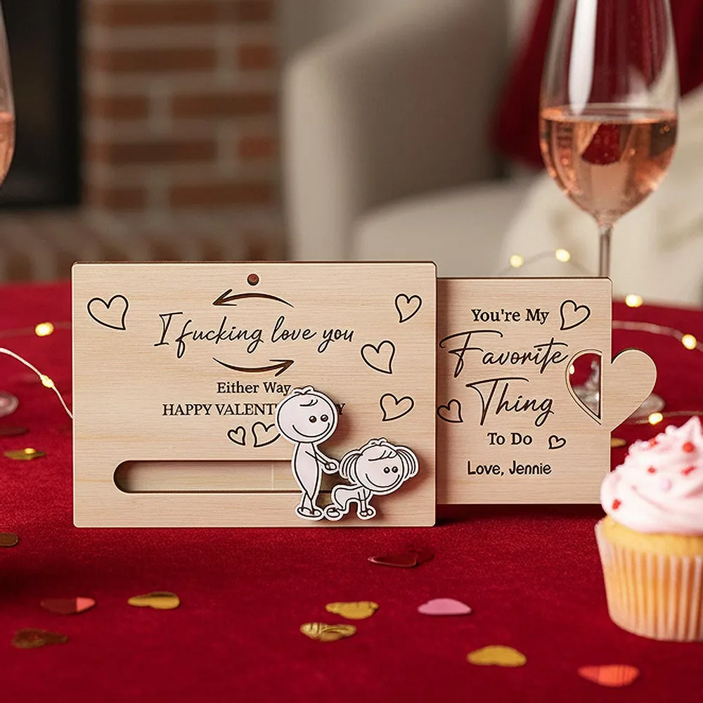 I Fcking Love You Funny Inappropriate Couple - Personalized Wooden Slider Ornament - Valentine's Day Gift For Him, For Her