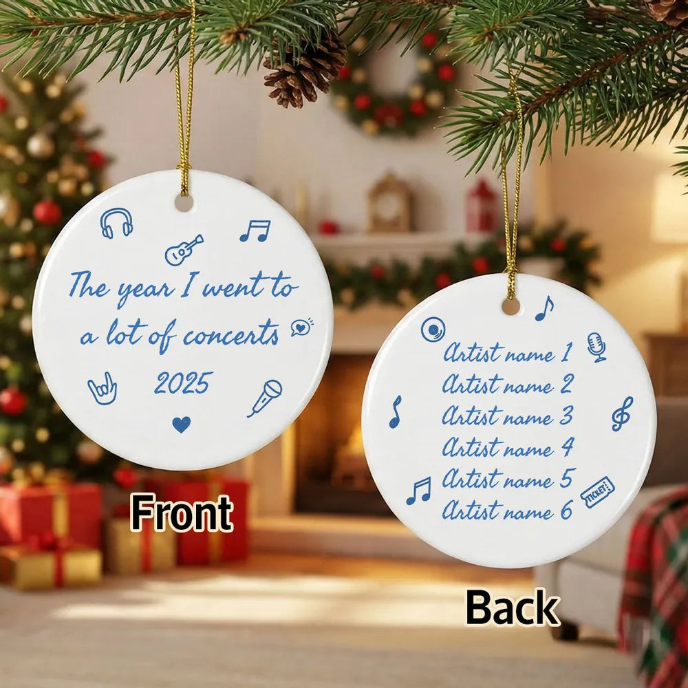 The Year I Went A Lot Of Concerts - Personalized Double Sided Ornament - Christmas Gift For Music Lovers