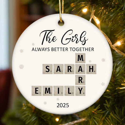 The Girls Always Better Together Crossword Puzzle Art - Personalized Acrylic Ornament