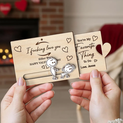 I Fcking Love You Funny Inappropriate Couple - Personalized Wooden Slider Ornament - Valentine's Day Gift For Him, For Her