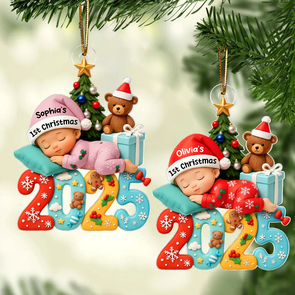 Baby First Christmas 2025 - Personalized Acrylic Ornament - Heartwarming Christmas Gift For New Born, Baby