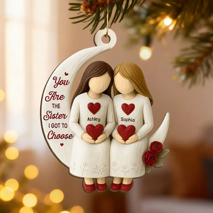 3D Effect Roses Besties On Moon - Personalized Ornament - Christmas Gift For Best Friends