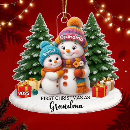 First Christmas As Grandma Mom Big Sister Snowman - Personalized Acrylic Ornament - Christmas Gift for Grandma, Mom, Big Sister