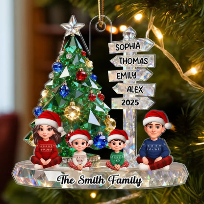 3D Effect Flat Christmas Sign Posts Beautiful Family Together - Personalized Acrylic Ornament - Gift For Family