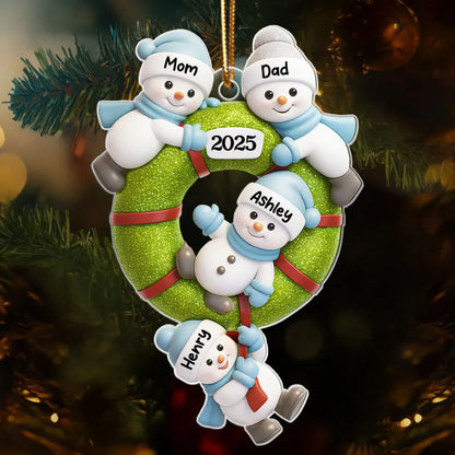 Cute Snowman Family - Personalized Acrylic Ornament - Christmas Gift for Family