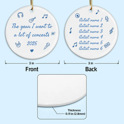 The Year I Went A Lot Of Concerts - Personalized Double Sided Ornament - Christmas Gift For Music Lovers