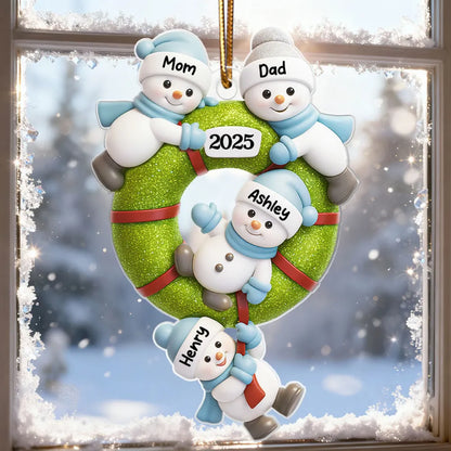 Cute Snowman Family - Personalized Acrylic Ornament - Christmas Gift for Family