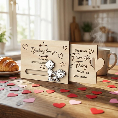 I Fcking Love You Funny Inappropriate Couple - Personalized Wooden Slider Ornament - Valentine's Day Gift For Him, For Her