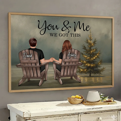 Beach Landscape Christmas Tree Eternal Love Couple - Personalized Poster - Christmas Gift for him, Gift for her