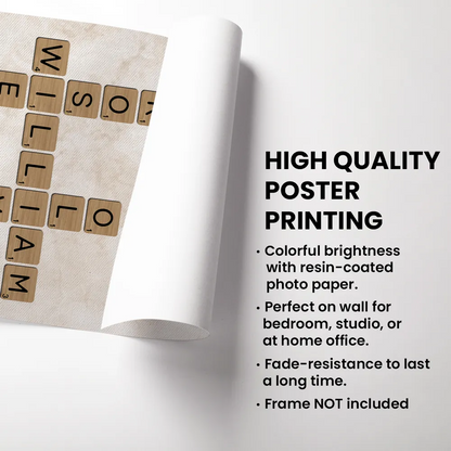 Family Where Life Begins and Love Never Ends Crossword - Personalized Poster - Sentimental Gift for Loved Ones