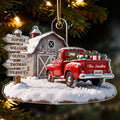 3D Effect Nostalgia Christmas Truck Barn House Family Sign Posts Custom Names - Personalized Acrylic Ornament - Gift For Family, Farmhouse Decor
