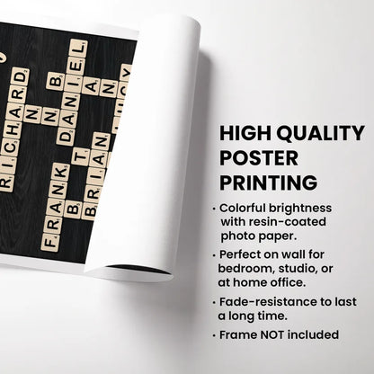 Family is the Heart of the Home Crossword Art - Personalized Poster - Unique Gift for Parents Grandparents