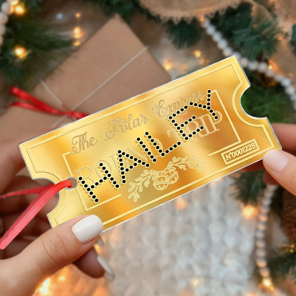 Polar Express Ticket Custom Name - Personalized Acrylic Ornament - Christmas Gift For Kids