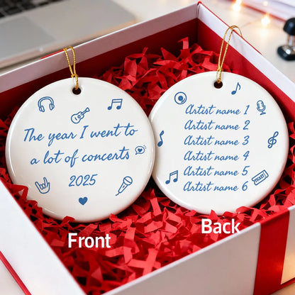 The Year I Went A Lot Of Concerts - Personalized Double Sided Ornament - Christmas Gift For Music Lovers