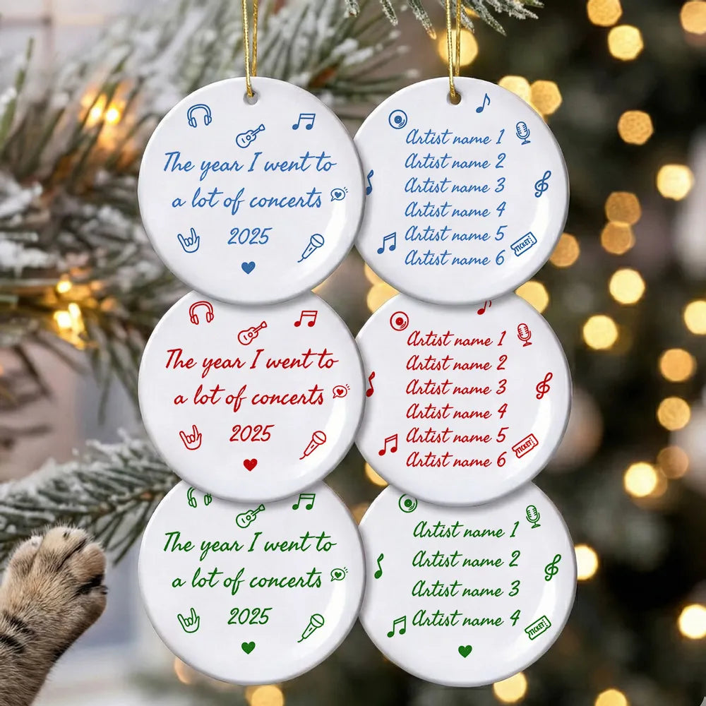 The Year I Went A Lot Of Concerts - Personalized Double Sided Ornament - Christmas Gift For Music Lovers