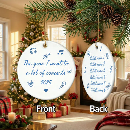The Year I Went A Lot Of Concerts - Personalized Double Sided Ornament - Christmas Gift For Music Lovers
