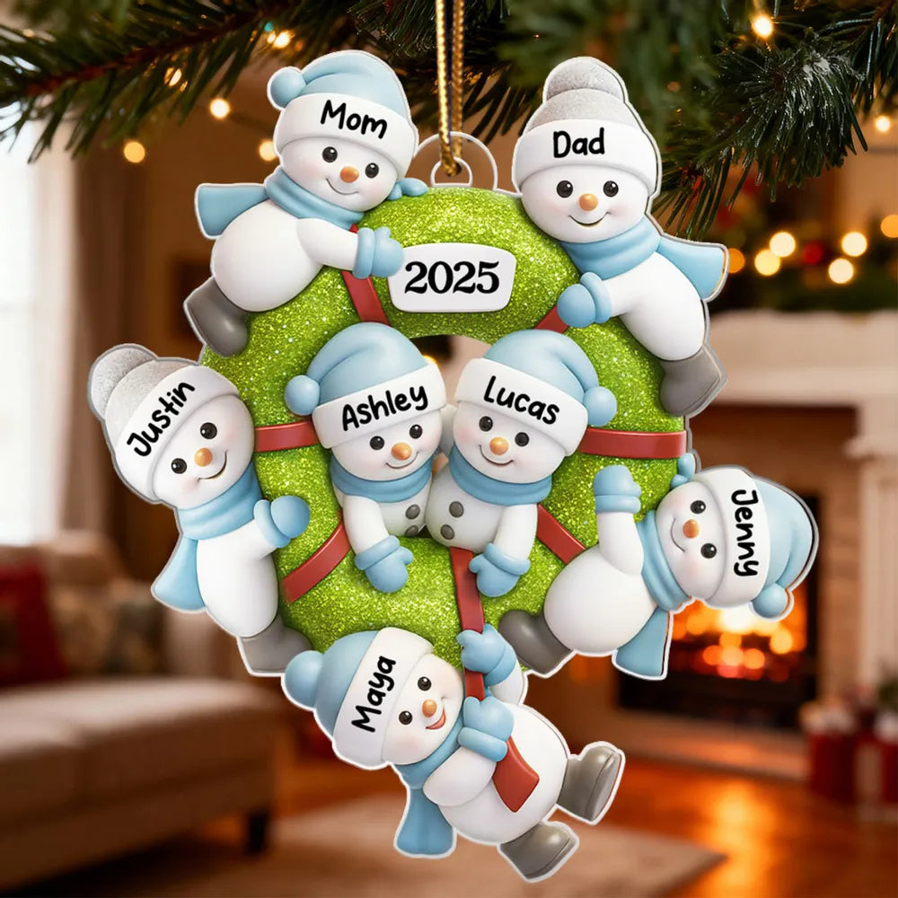 Cute Snowman Family - Personalized Acrylic Ornament - Christmas Gift for Family