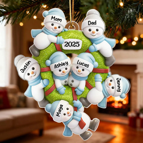 Cute Snowman Family - Personalized Acrylic Ornament - Christmas Gift for Family