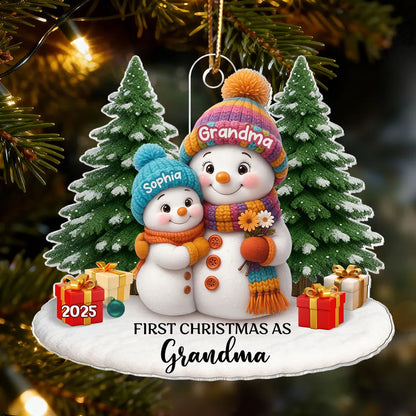 First Christmas As Grandma Mom Big Sister Snowman - Personalized Acrylic Ornament - Christmas Gift for Grandma, Mom, Big Sister
