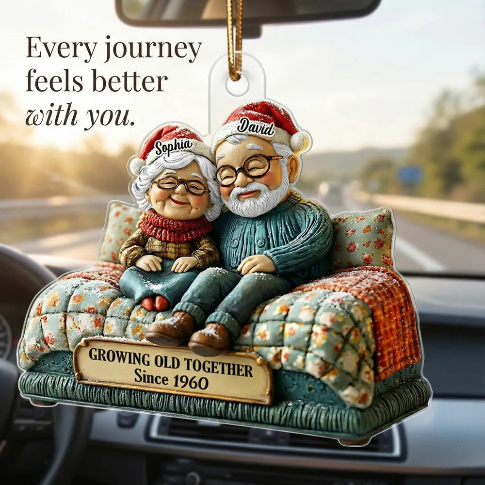Growing Old Together Old Couple - Personalized Acrylic Ornament - Heartwarming Christmas Gift For Him, For Her, For Couple
