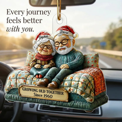 Growing Old Together Old Couple - Personalized Acrylic Ornament - Heartwarming Christmas Gift For Him, For Her, For Couple