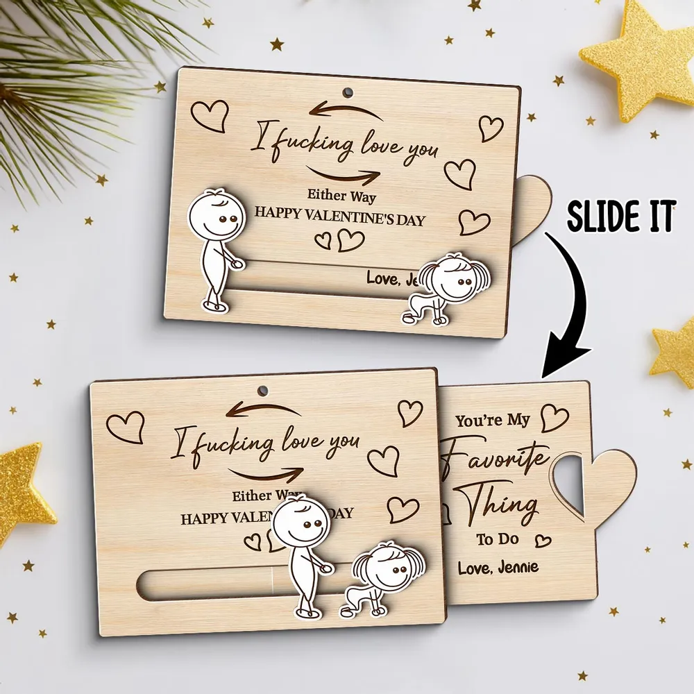 I Fcking Love You Funny Inappropriate Couple - Personalized Wooden Slider Ornament - Valentine's Day Gift For Him, For Her