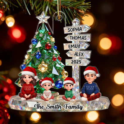 3D Effect Flat Christmas Sign Posts Beautiful Family Together - Personalized Acrylic Ornament - Gift For Family