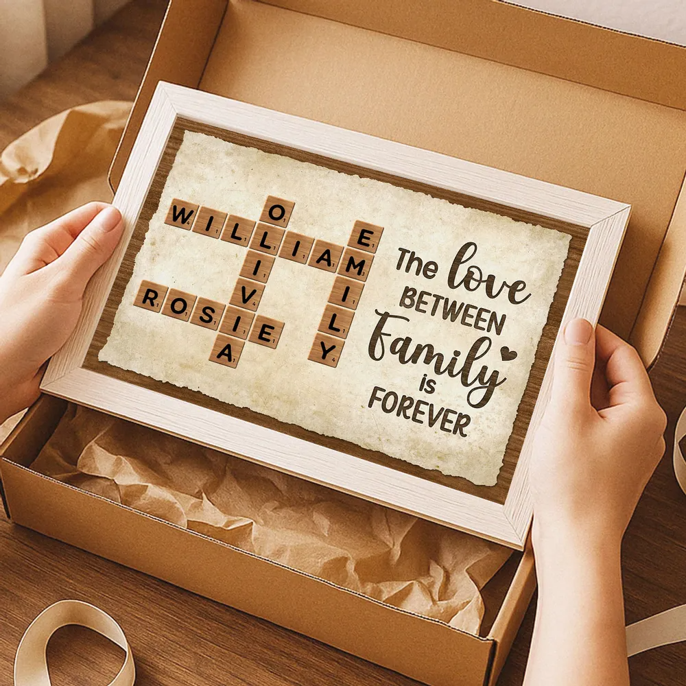 Together We Make A Family Crossword Art - Personalized Poster - Sentimental Gift for Grandma Grandpa Grandparents
