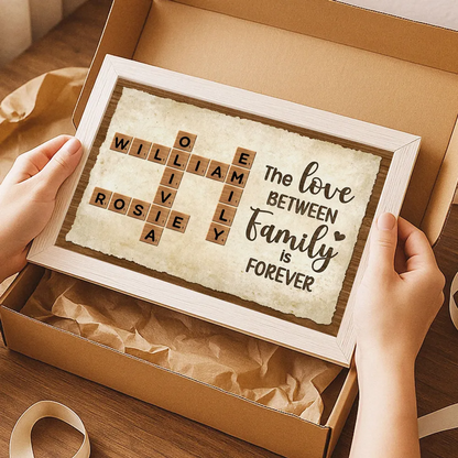Together We Make A Family Crossword Art - Personalized Poster - Sentimental Gift for Grandma Grandpa Grandparents