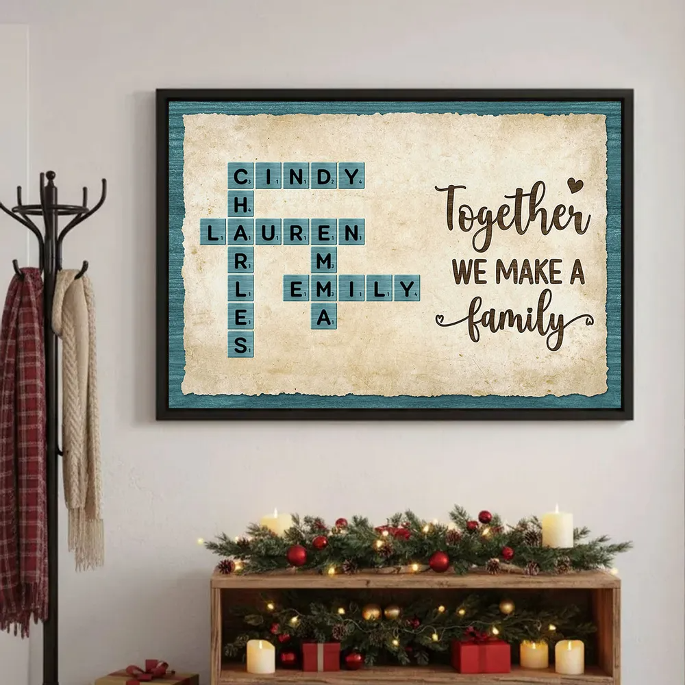 Together We Make A Family Crossword Art - Personalized Poster - Sentimental Gift for Grandma Grandpa Grandparents