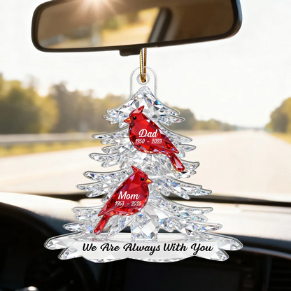 3D Effect Cardinals Memorial - Personalized Acrylic Car Hanger - Remembrance Gift, Sympathy Gift For Whole Family, Extended Family