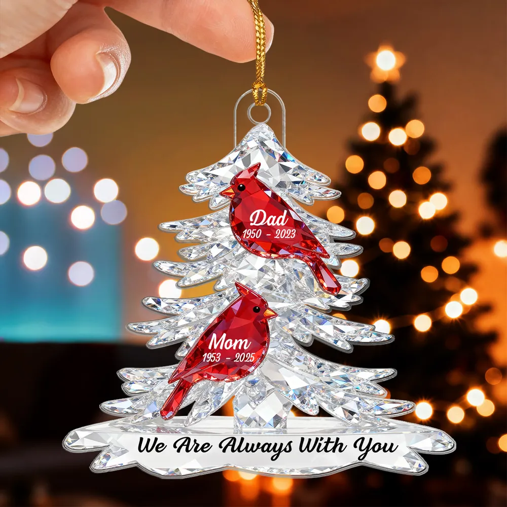 3D Effect Cardinals Memorial - Personalized Acrylic Car Hanger - Remembrance Gift, Sympathy Gift For Whole Family, Extended Family