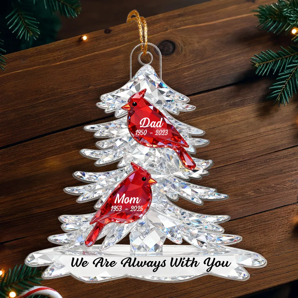 3D Effect Cardinals Memorial - Personalized Acrylic Car Hanger - Remembrance Gift, Sympathy Gift For Whole Family, Extended Family