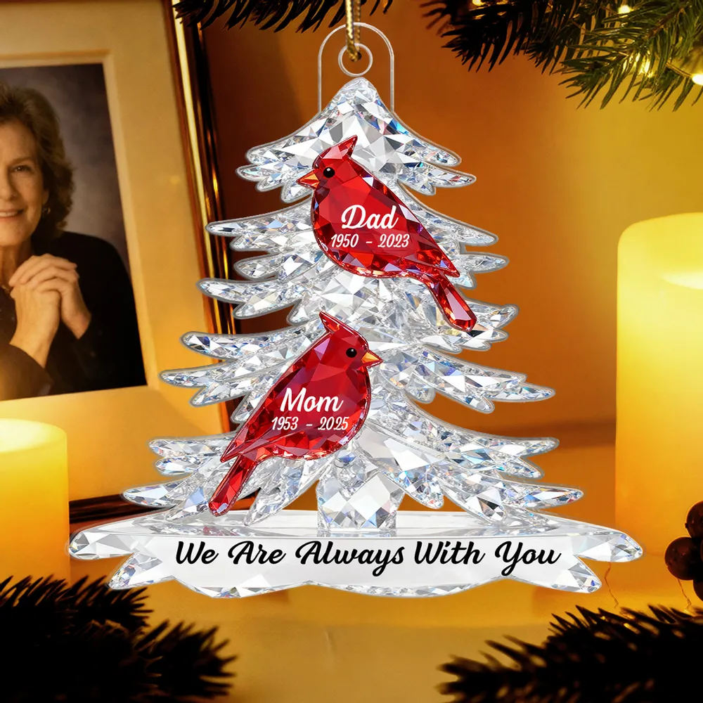 3D Effect Cardinals Memorial - Personalized Acrylic Car Hanger - Remembrance Gift, Sympathy Gift For Whole Family, Extended Family