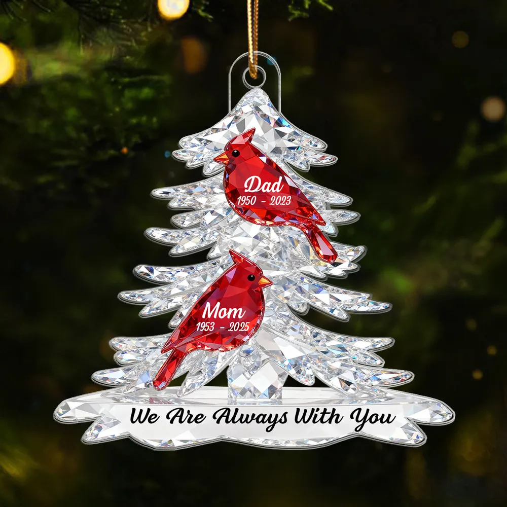 3D Effect Cardinals Memorial - Personalized Acrylic Car Hanger - Remembrance Gift, Sympathy Gift For Whole Family, Extended Family