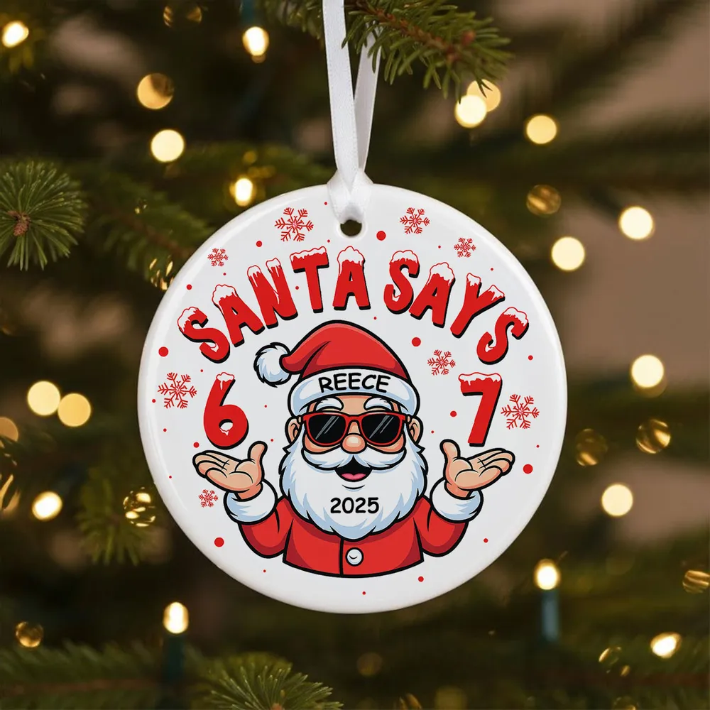 Custom Six Seven 67 Gen Z Funny Slang Teen Keepsake - Personalized Acrylic Ornament - Christmas Gift for Daughter, Son, Grandkids