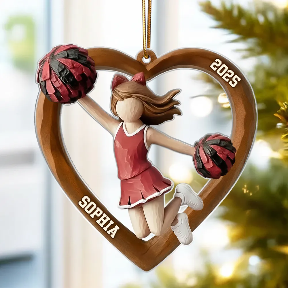 3D Effect Wooden Cheerleader Girl - Personalized Acrylic Ornament - Unique Christmas Gift For Cheerleader Girl