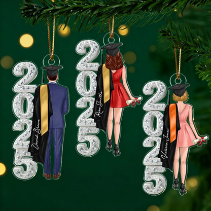 Class of 2025 2026 Senior 3D Crystal Effect - Personalized Acrylic Ornament - Christmas Graduation Gift for Seniors