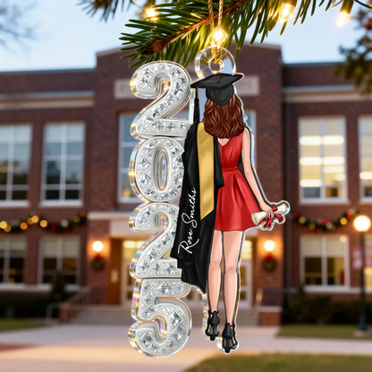 Class of 2025 2026 Senior 3D Crystal Effect - Personalized Acrylic Ornament - Christmas Graduation Gift for Seniors